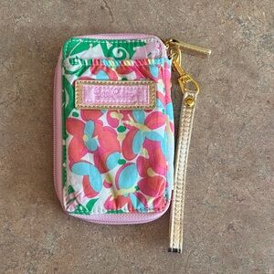 Lilly Pulitzer Pink and Green Floral Pouch